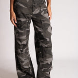 Low Rise Baggy Camo Cargos in Black/Grey Tonal - Liquor n Poker