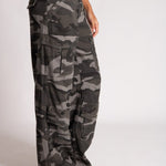 Low Rise Baggy Camo Cargos in Black/Grey Tonal - Liquor n Poker