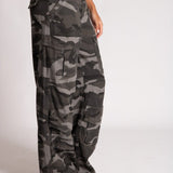 Low Rise Baggy Camo Cargos in Black/Grey Tonal - Liquor n Poker
