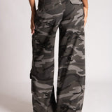 Low Rise Baggy Camo Cargos in Black/Grey Tonal - Liquor n Poker
