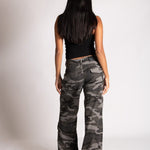 Low Rise Baggy Camo Cargos in Black/Grey Tonal - Liquor n Poker