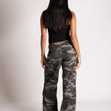 Low Rise Baggy Camo Cargos in Black/Grey Tonal - Liquor n Poker