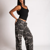 Low Rise Baggy Camo Cargos in Black/Grey Tonal - Liquor n Poker