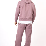 Mauve All Over 'Lnp' Frayed Motif Straight Leg Jogger - Liquor n Poker