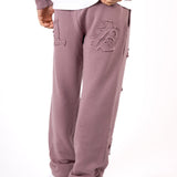 Mauve All Over 'Lnp' Frayed Motif Straight Leg Jogger - Liquor n Poker