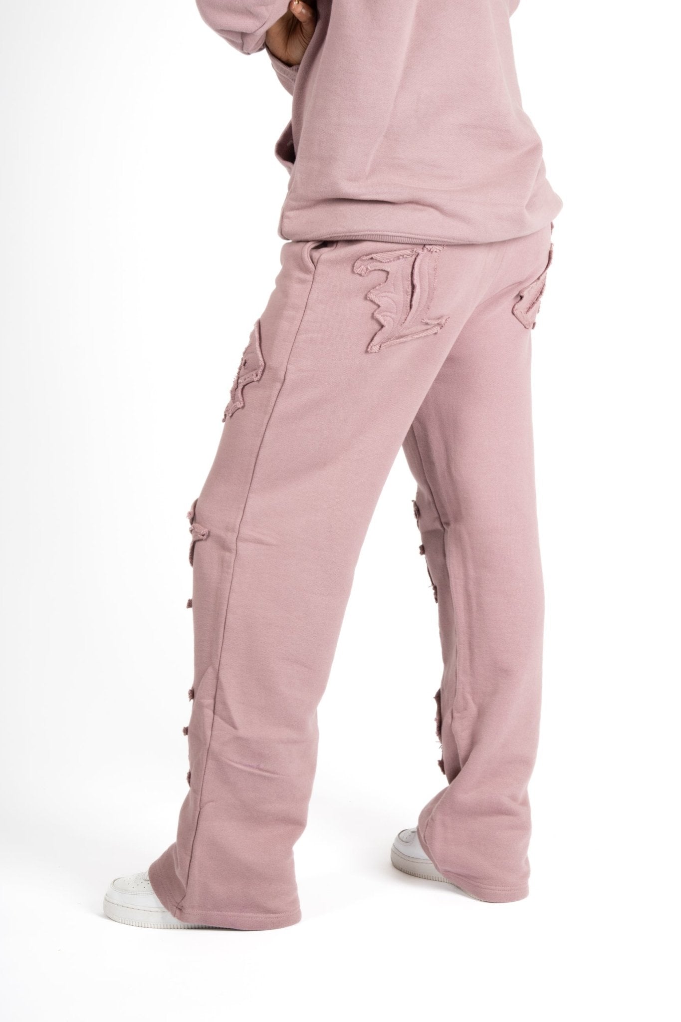 Mauve All Over 'Lnp' Motif Straight Leg Joggers - Liquor n Poker