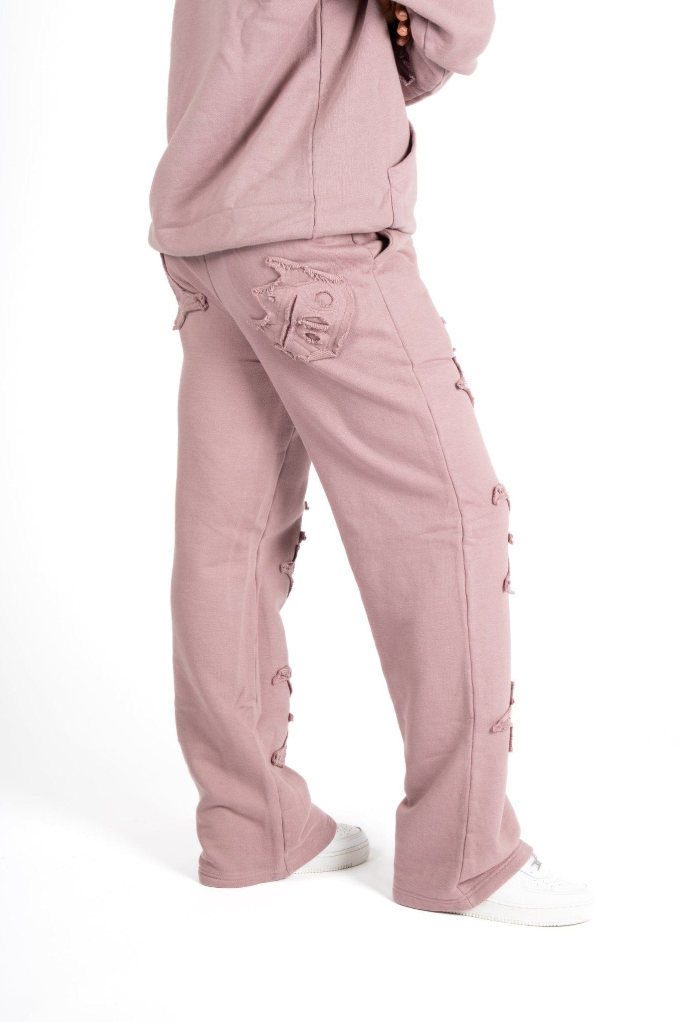 Mauve All Over 'Lnp' Motif Straight Leg Joggers - Liquor n Poker