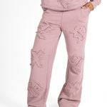 Mauve All Over 'Lnp' Motif Straight Leg Joggers - Liquor n Poker