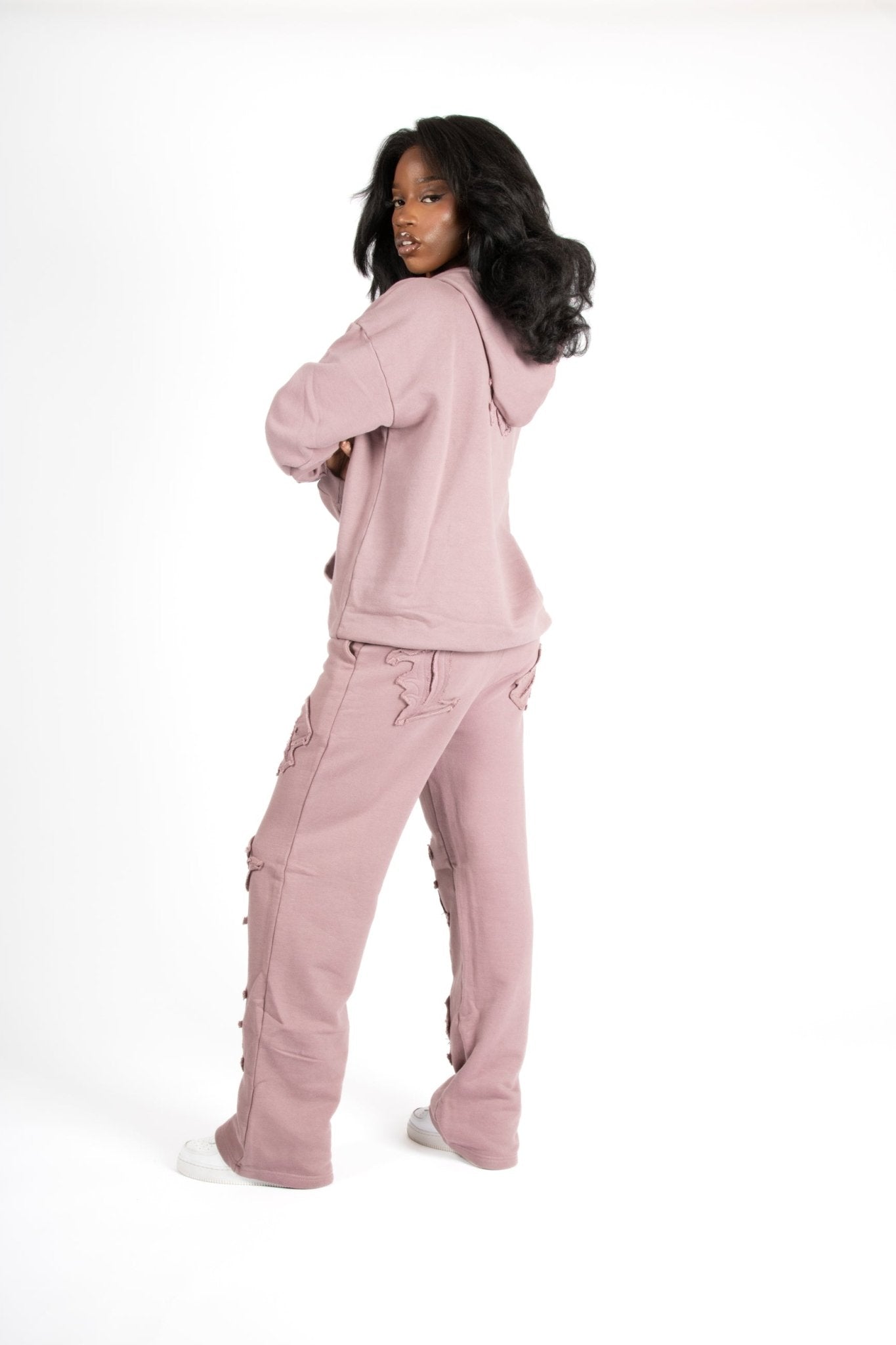 Mauve All Over 'Lnp' Motif Straight Leg Joggers - Liquor n Poker