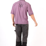 Mauve Motif Back Printed Bowling Shirt - Liquor n Poker
