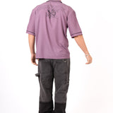 Mauve Motif Back Printed Bowling Shirt - Liquor n Poker