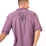 Mauve Motif Back Printed Bowling Shirt - Liquor n Poker