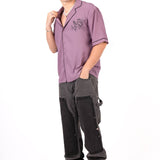 Mauve Motif Back Printed Bowling Shirt - Liquor n Poker