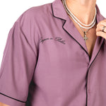 Mauve Motif Back Printed Bowling Shirt - Liquor n Poker