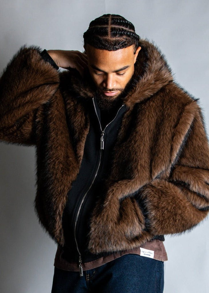 Maverick Brown Fur Hooded Jacket - Liquor n Poker