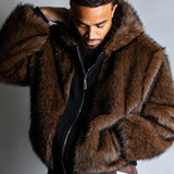 Maverick Brown Fur Hooded Jacket - Liquor n Poker