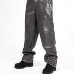 Metallic Coated Baggy Jeans - Liquor n Poker
