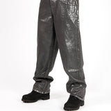 Metallic Coated Baggy Jeans - Liquor n Poker