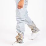 Metallic Faded Stonewash Straight Leg Jeans - Liquor n Poker