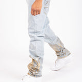 Metallic Faded Stonewash Straight Leg Jeans - Liquor n Poker