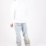 Metallic Faded Stonewash Straight Leg Jeans - Liquor n Poker