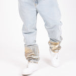Metallic Faded Stonewash Straight Leg Jeans - Liquor n Poker