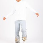 Metallic Faded Stonewash Straight Leg Jeans - Liquor n Poker