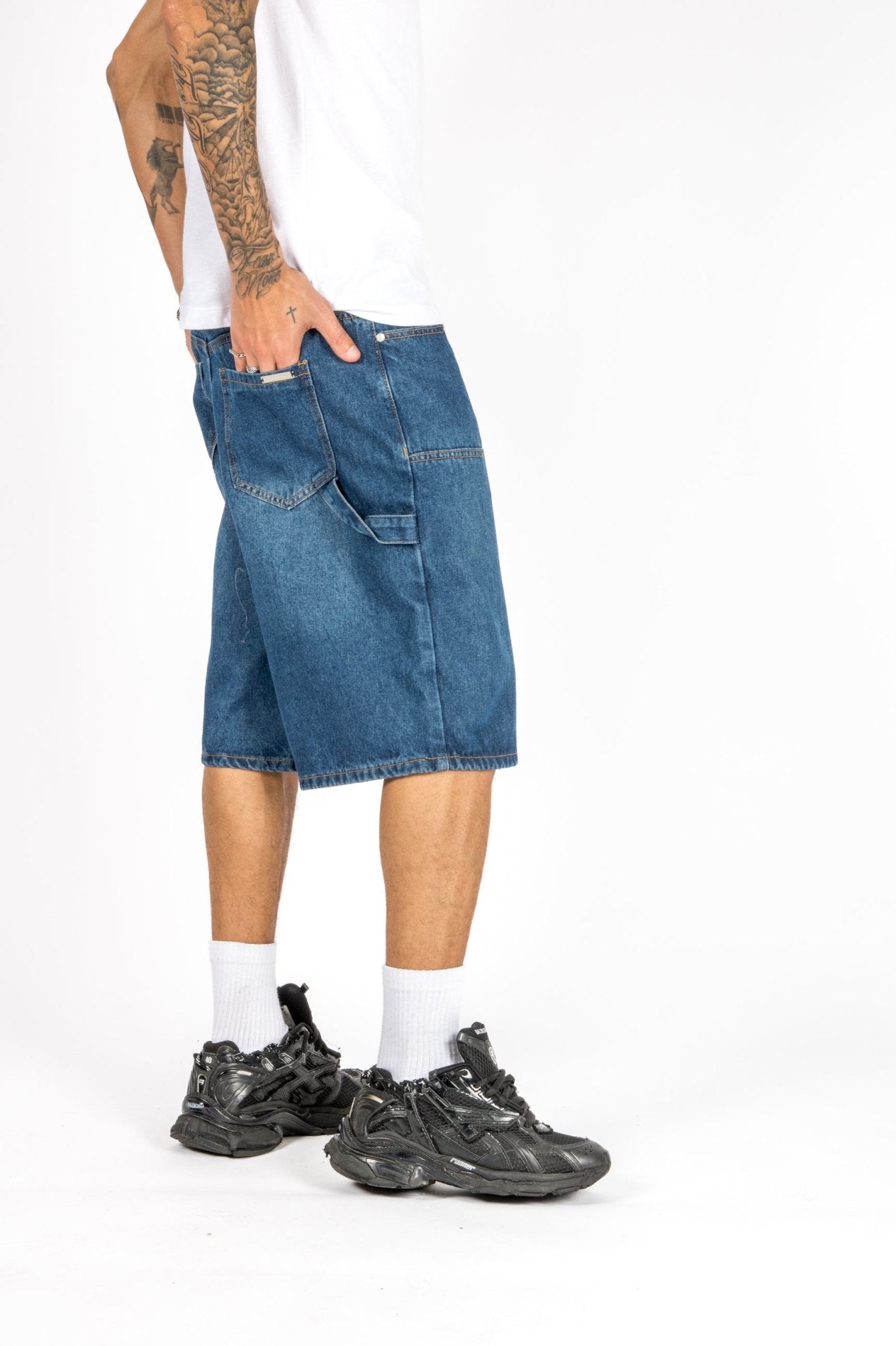 Mid Blue Relaxed Carpenter Jorts - Liquor n Poker