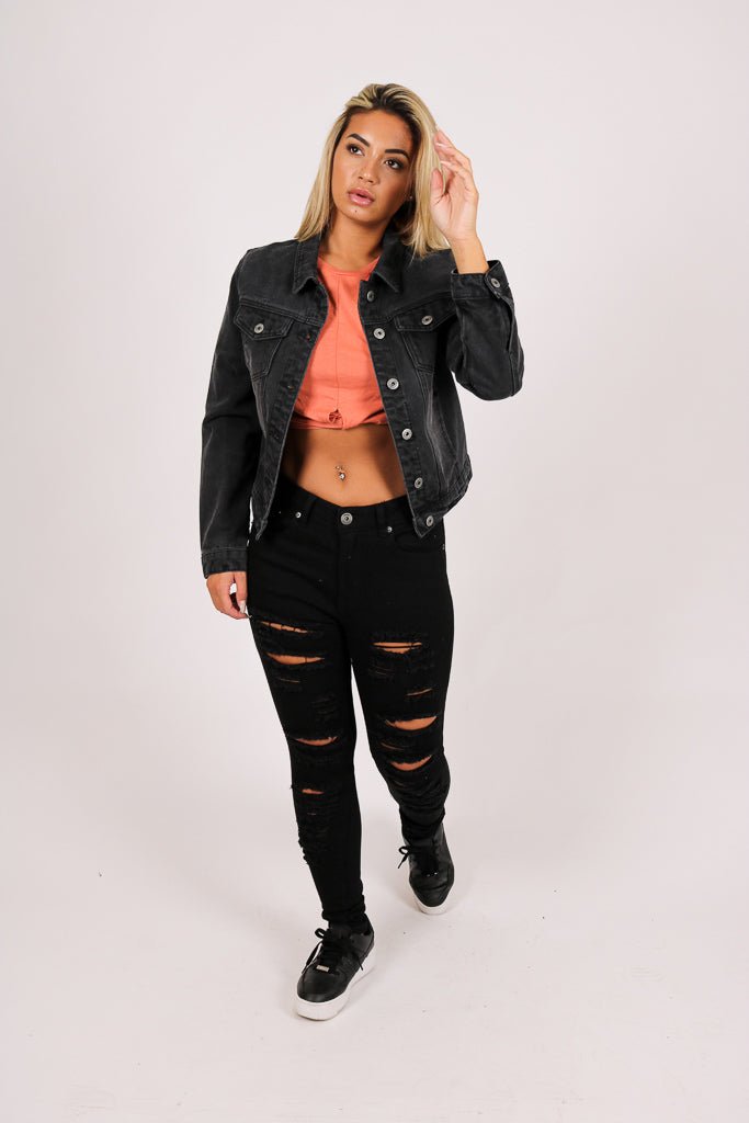 Mid-Rise Black Super Distressed Skinny - Liquor n Poker