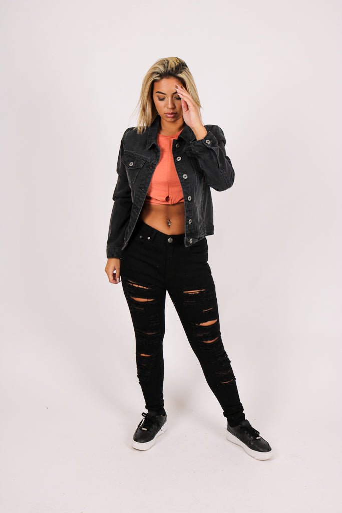 Mid-Rise Black Super Distressed Skinny - Liquor n Poker