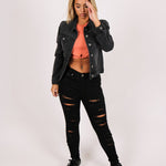 Mid-Rise Black Super Distressed Skinny - Liquor n Poker