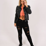 Mid-Rise Black Super Distressed Skinny - Liquor n Poker