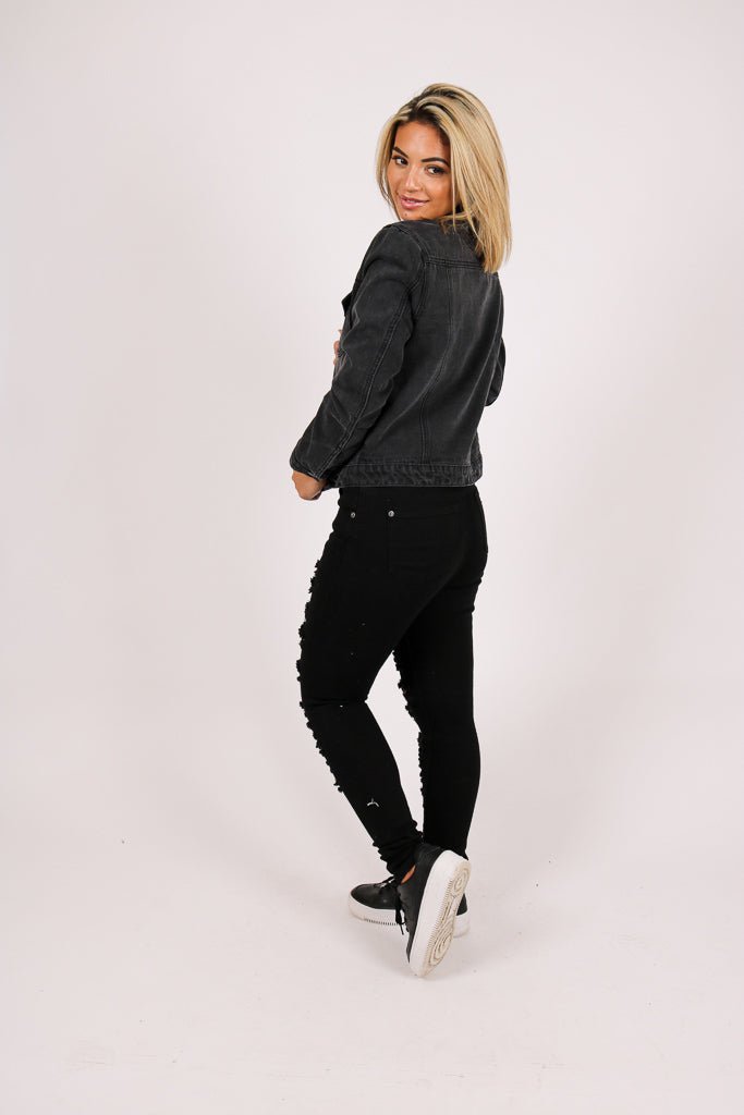 Mid-Rise Black Super Distressed Skinny - Liquor n Poker
