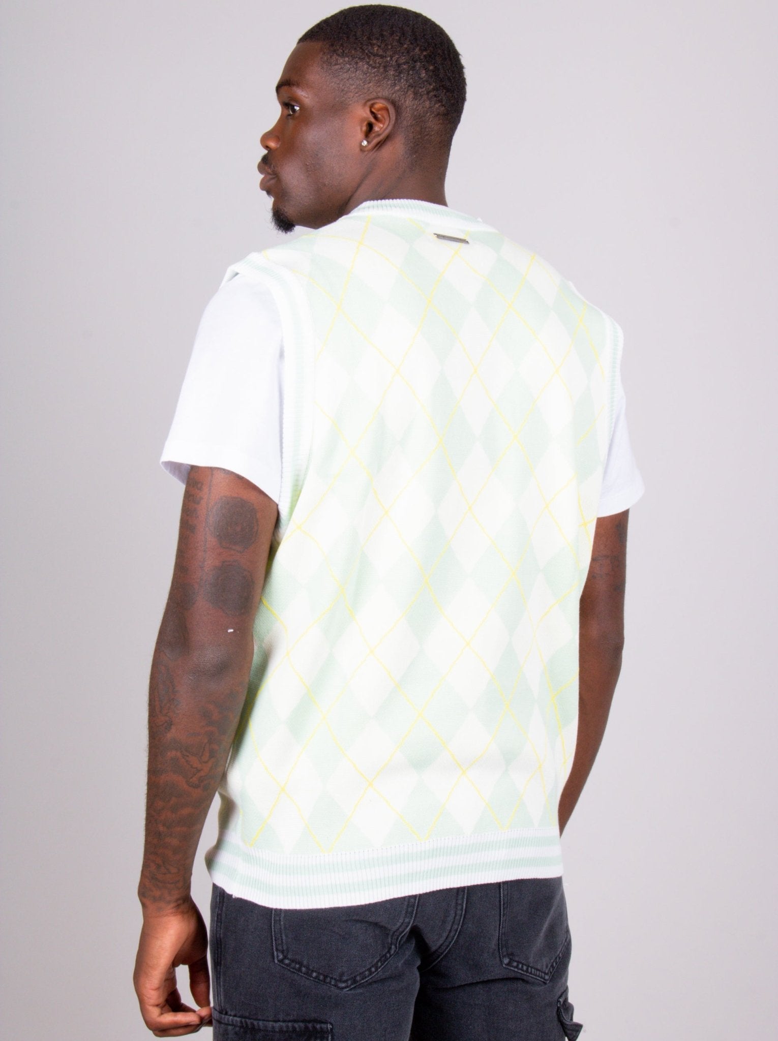 Mint Knitted Diamond Sweater Vest - Liquor n Poker