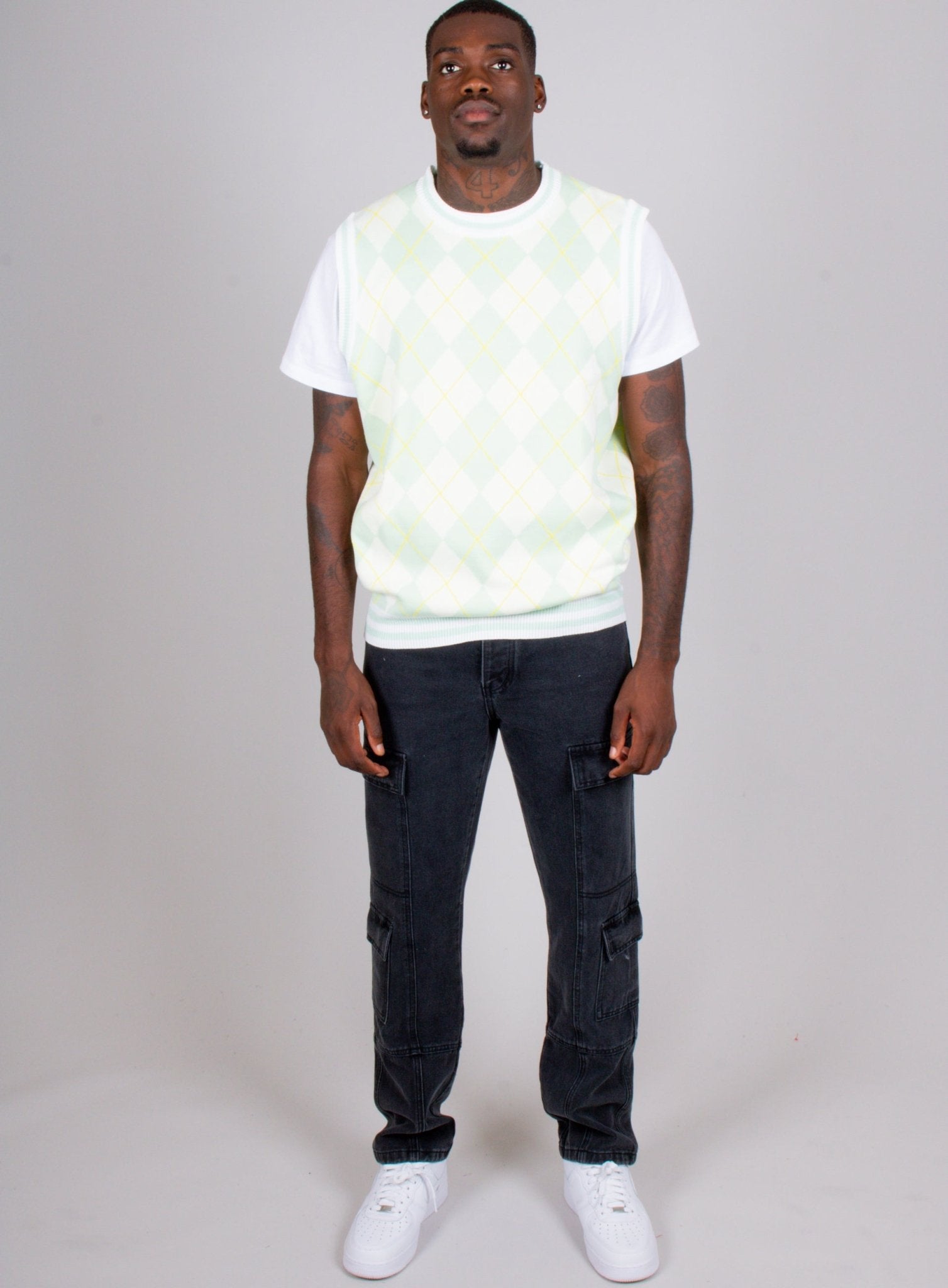 Mint Knitted Diamond Sweater Vest - Liquor n Poker