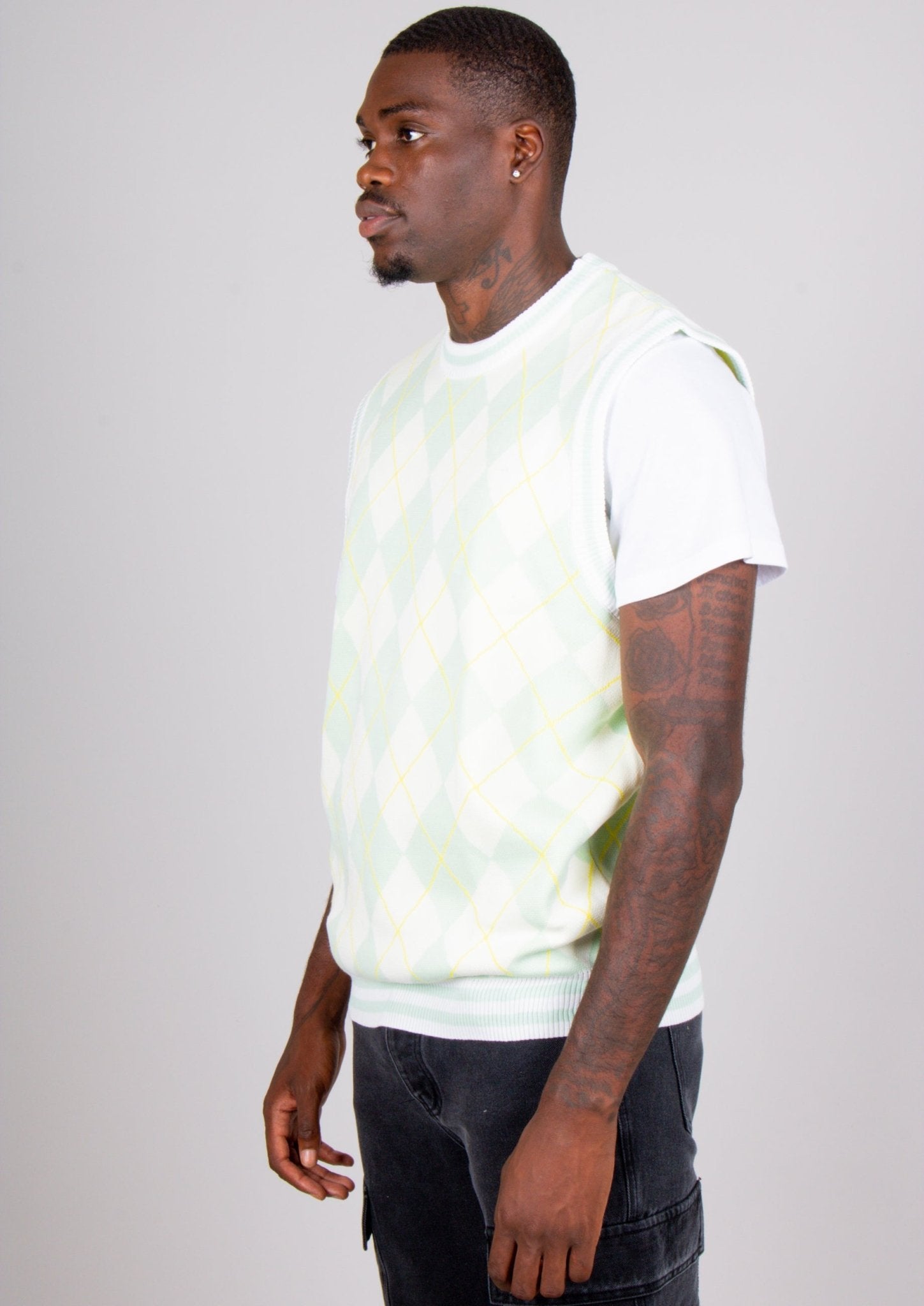 Mint Knitted Diamond Sweater Vest - Liquor n Poker