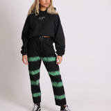 Minty Wide Leg Jeans In Black With Tie Dye Stripe - Liquor n Poker
