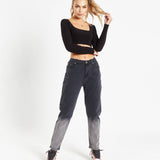 Mom Jeans In Comfort Stretch In Ombre Effect - Liquor n Poker