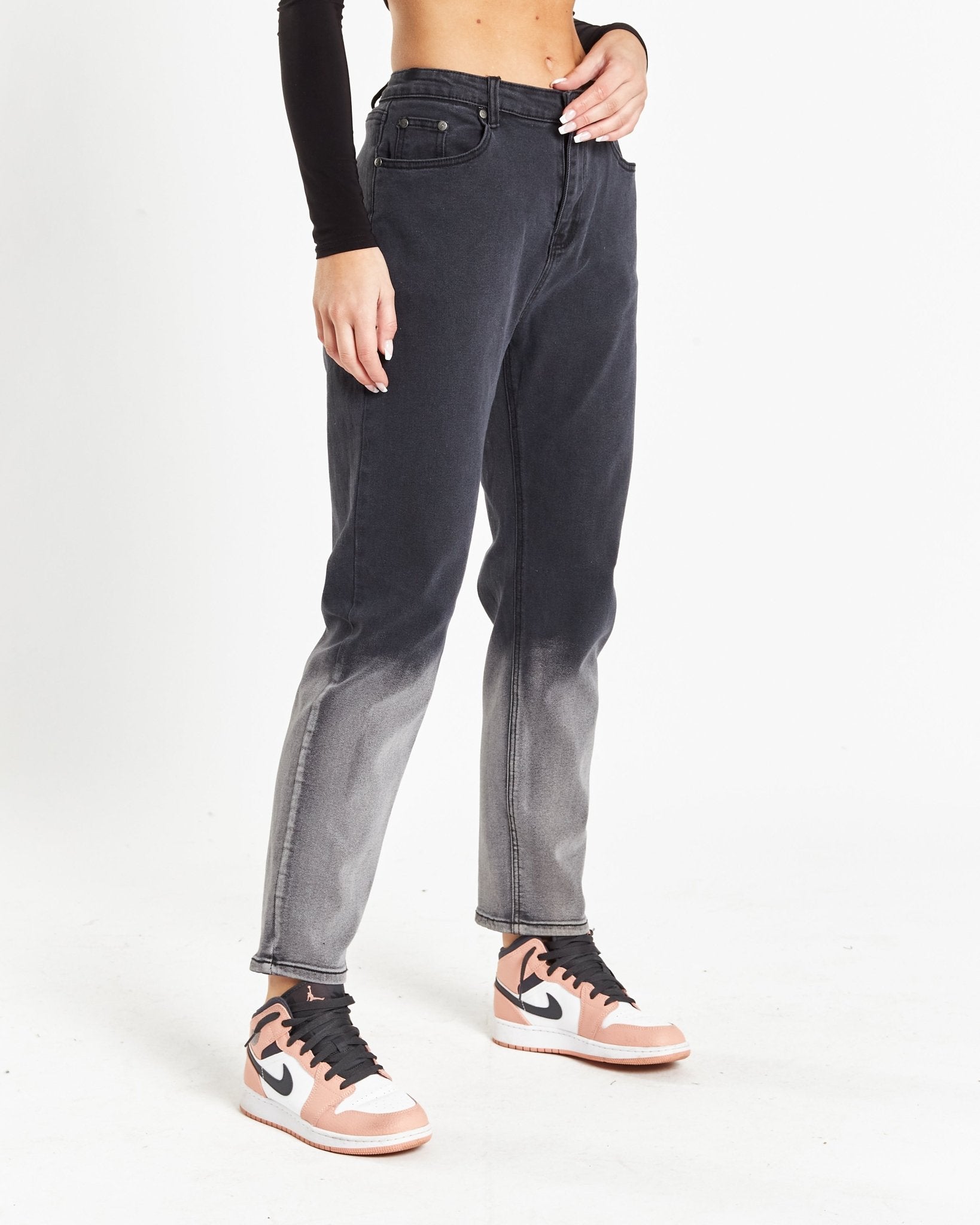 Mom Jeans In Comfort Stretch In Ombre Effect - Liquor n Poker