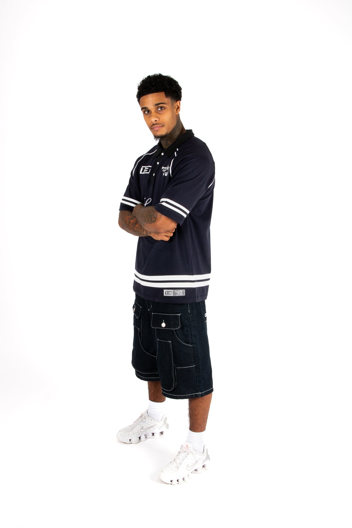 Navy Oversized Graphic Printed Polo T-Shirt - Liquor n Poker