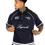 Navy Oversized Graphic Printed Polo T-Shirt - Liquor n Poker