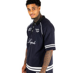 Navy Oversized Graphic Printed Polo T-Shirt - Liquor n Poker