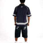 Navy Oversized Graphic Printed Polo T-Shirt - Liquor n Poker