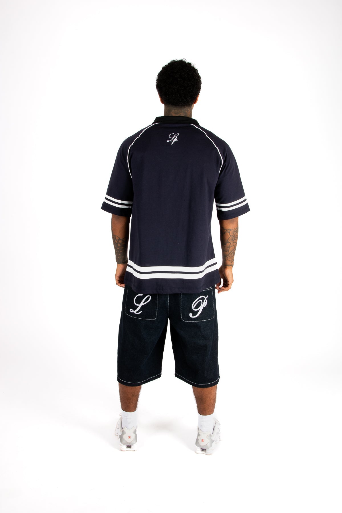 Navy Oversized Graphic Printed Polo T-Shirt - Liquor n Poker