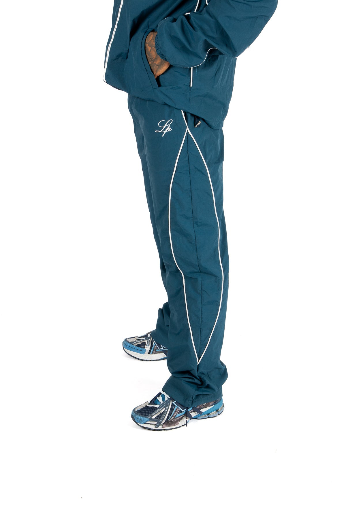 Navy Relaxed - Fit Shell Joggers With Logo & Piping - Liquor n Poker