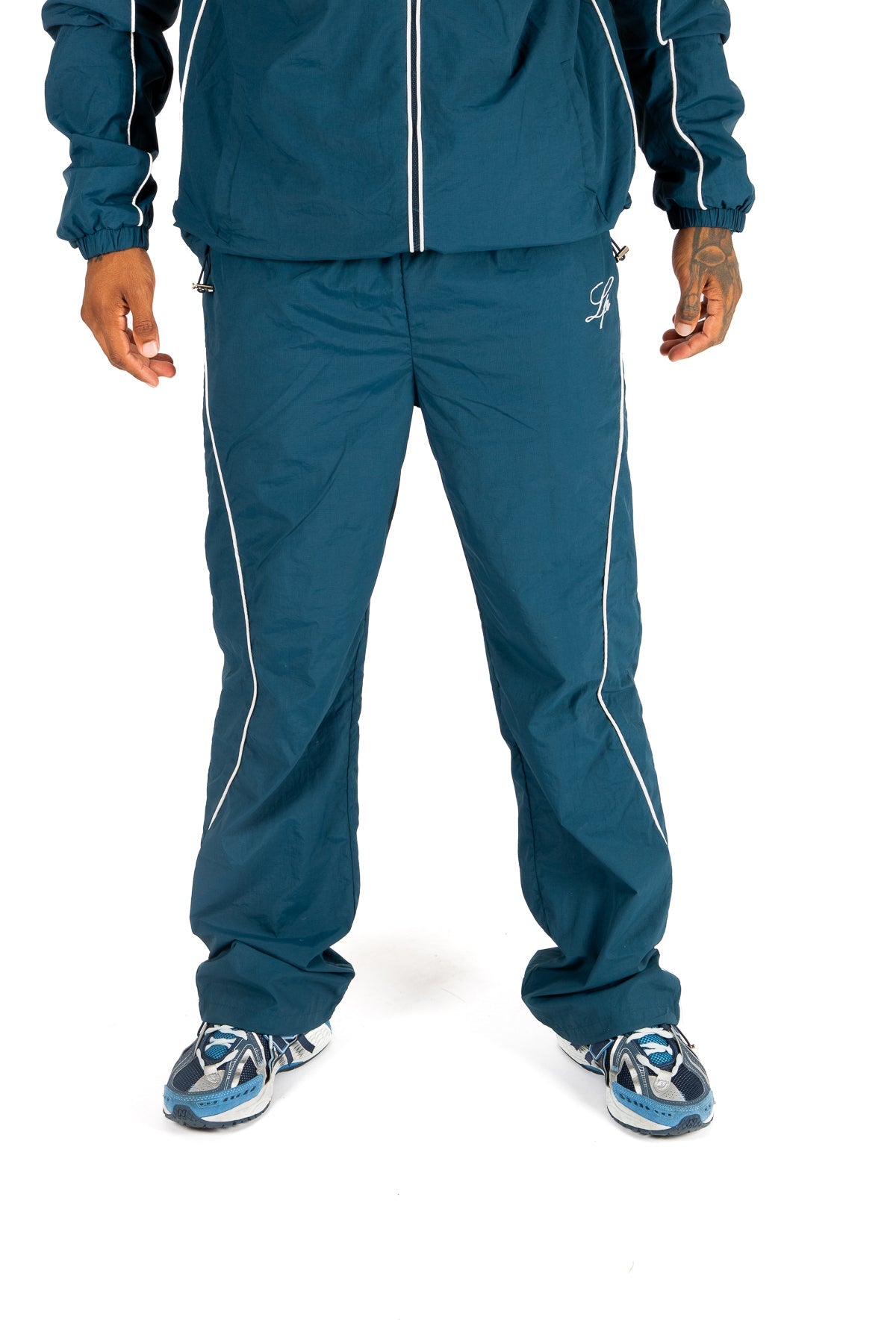 Navy Relaxed - Fit Shell Joggers With Logo & Piping - Liquor n Poker