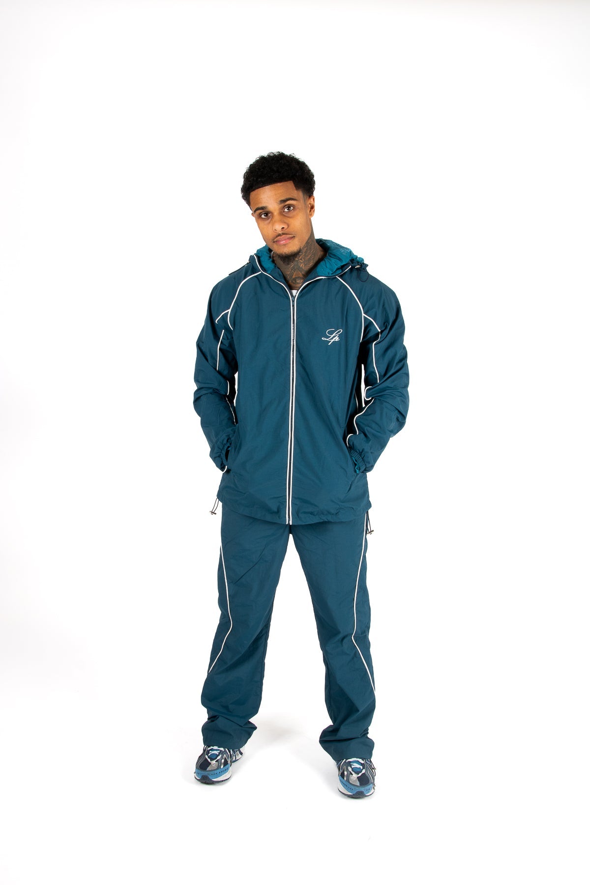Navy Shell Track Jacket With Logo & Piping - Liquor n Poker