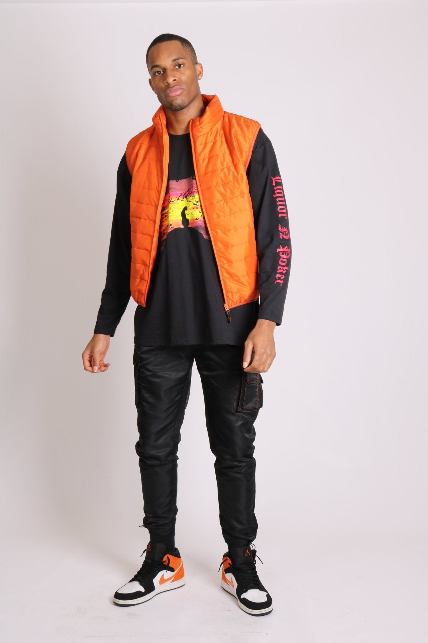 Neon Orange Puffer Gillet - Liquor n Poker
