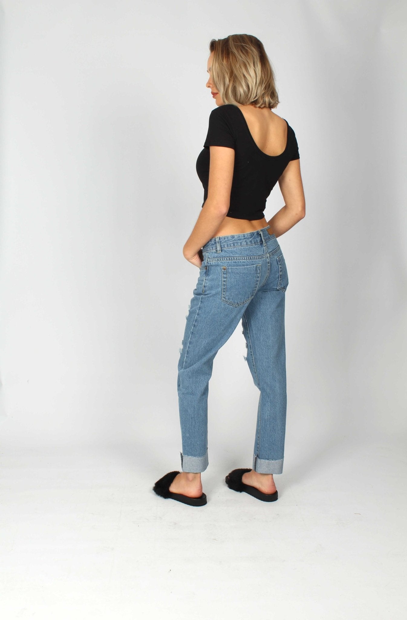 New Chaska Indigo Ripped Boyfriend Jeans - Liquor n Poker
