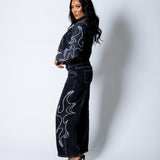 NOLA - Washed Black Relaxed Low - Rise Jean with Applique Detail - Liquor n Poker